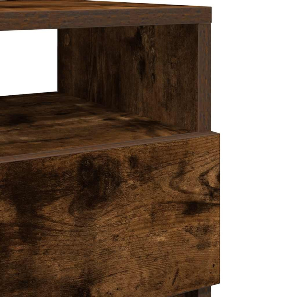 Produktbild för Sängbord 2 st med 2 lådor rökfärgad ek 40x33x60 cm