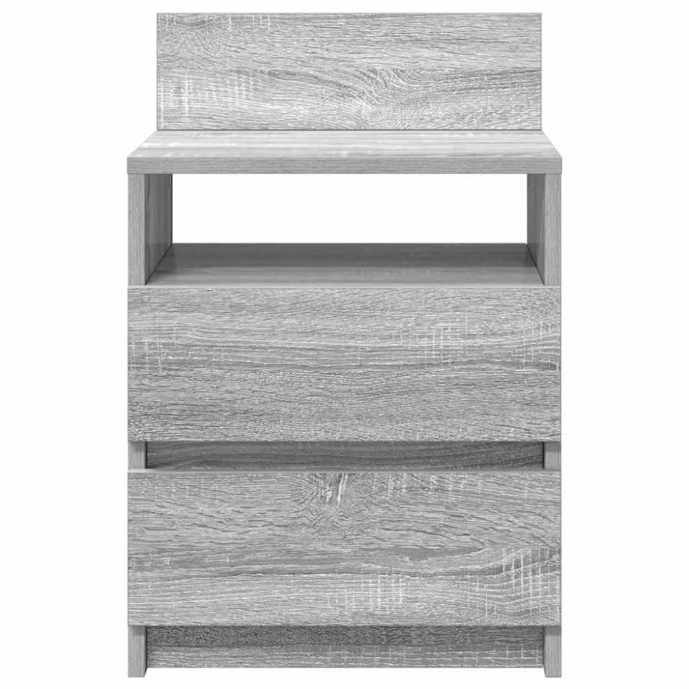 Produktbild för Sängbord 2 st med 2 lådor grå sonoma 40x33x60 cm