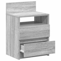Produktbild för Sängbord 2 st med 2 lådor grå sonoma 40x33x60 cm