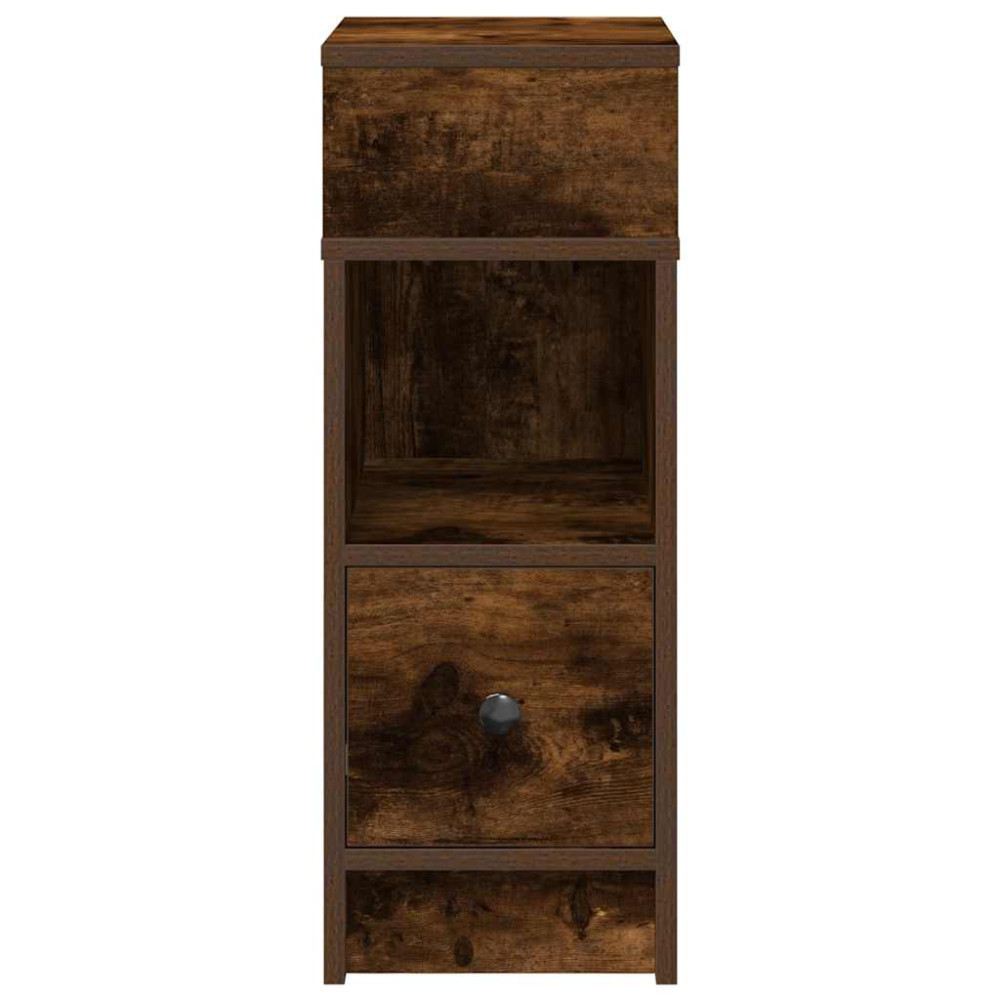 Produktbild för Sängbord 2 st med låda rökfärgad ek 25x31x66 cm