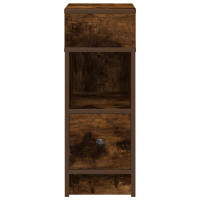 Produktbild för Sängbord 2 st med låda rökfärgad ek 25x31x66 cm