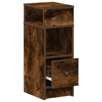 Produktbild för Sängbord 2 st med låda rökfärgad ek 25x31x66 cm
