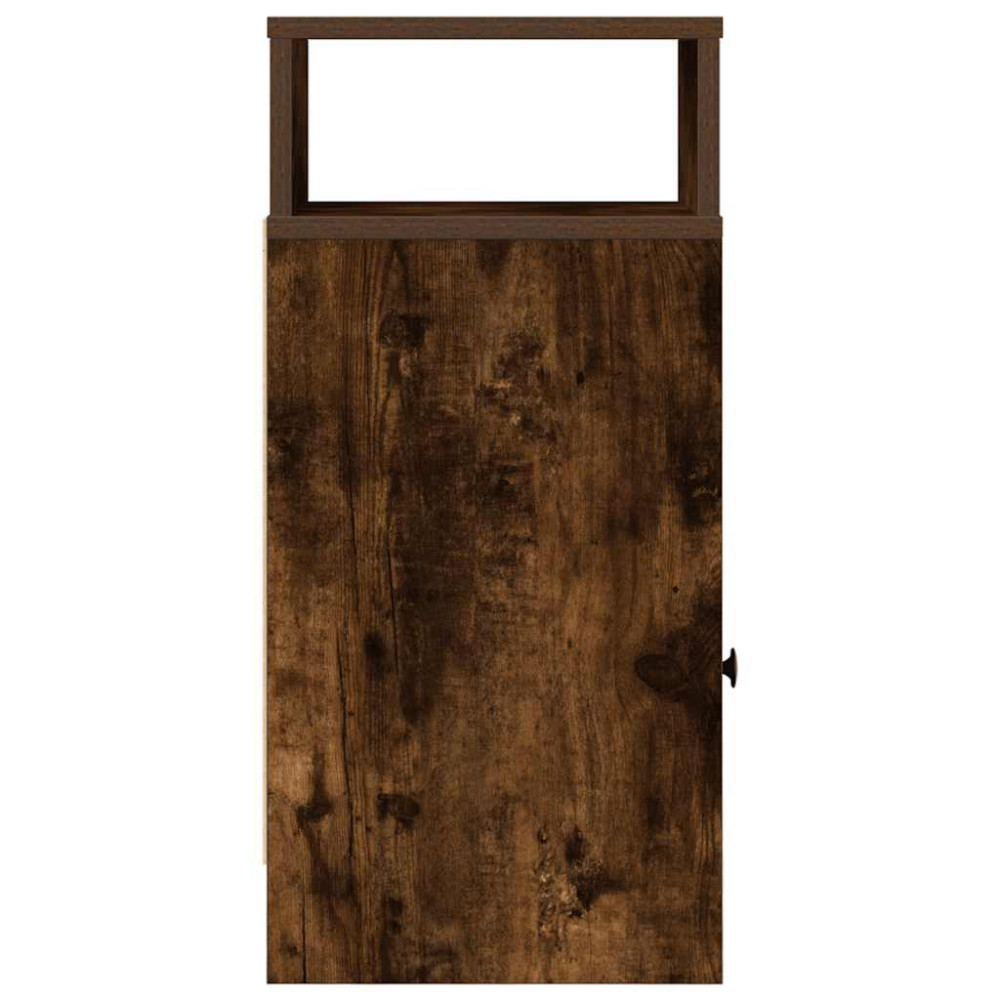 Produktbild för Sängbord 2 st med låda rökfärgad ek 25x31x66 cm
