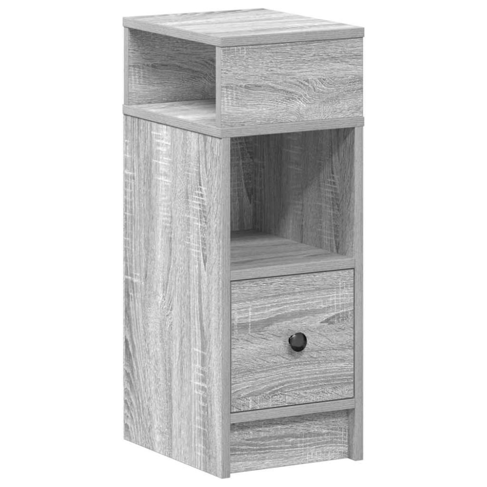 Produktbild för Sängbord 2 st med låda grå sonoma 25x31x66 cm
