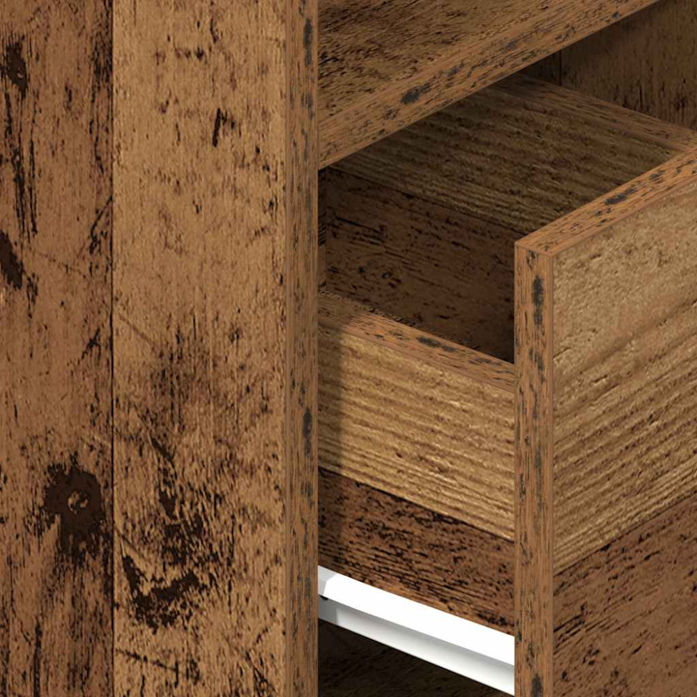 Produktbild för Sängbord 2 st med låda åldrat trä 25x31x66 cm