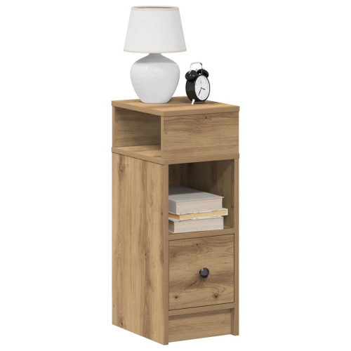 vidaXL Sängbord med låda artisan ek 25x31x66 cm