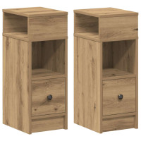 Produktbild för Sängbord 2 st med låda artisan ek 25x31x66 cm
