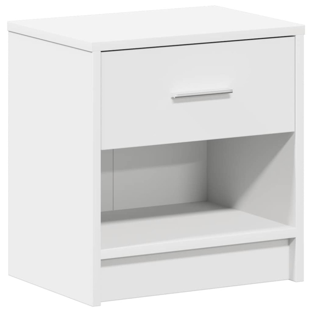 Produktbild för Sängbord med låda vit 39x28x41 cm