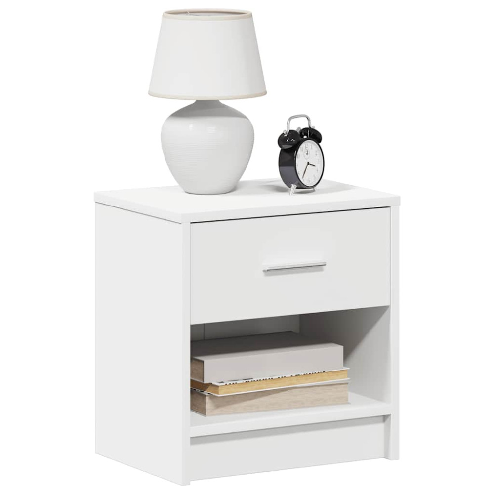 Produktbild för Sängbord 2 st med låda vit 39x28x41 cm