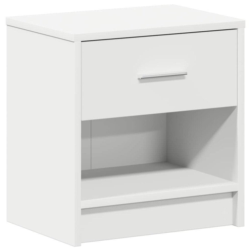 Produktbild för Sängbord 2 st med låda vit 39x28x41 cm