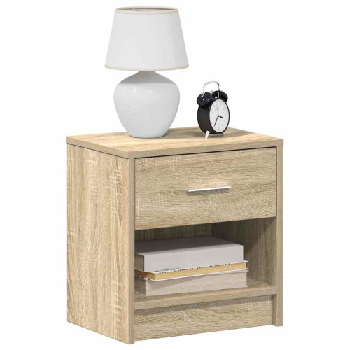 vidaXL Sängbord med låda sonoma-ek 39x28x41 cm