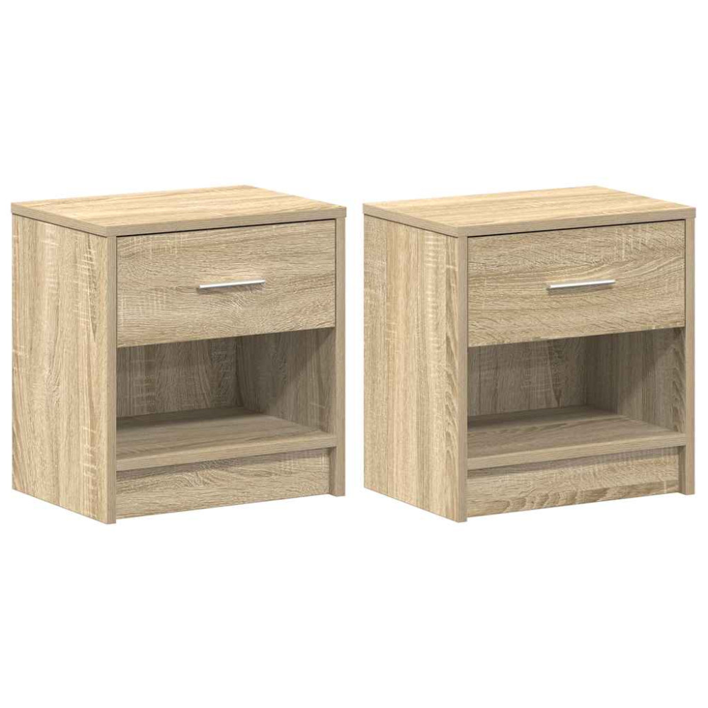 Produktbild för Sängbord 2 st med låda sonoma-ek 39x28x41 cm