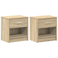 Produktbild för Sängbord 2 st med låda sonoma-ek 39x28x41 cm