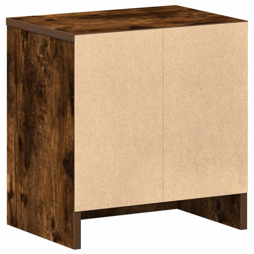Produktbild för Sängbord 2 st med låda rökfärgad ek 39x28x41 cm