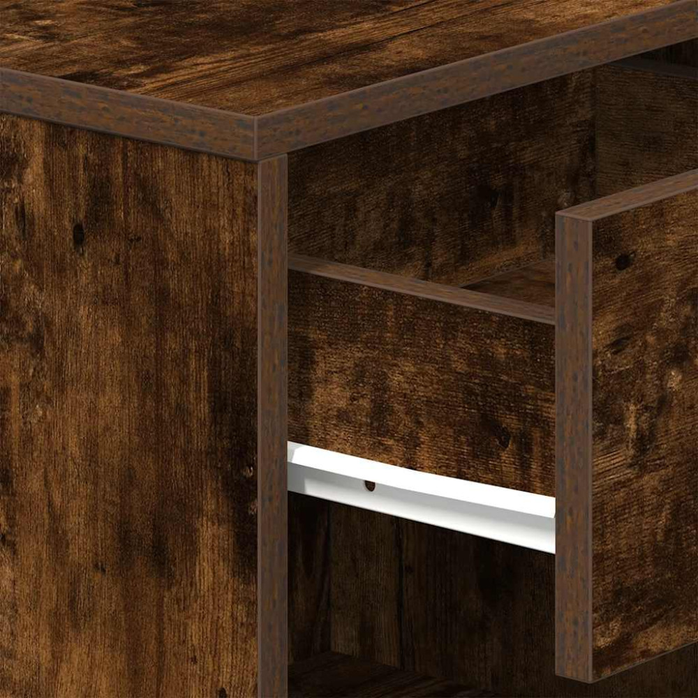 Produktbild för Sängbord 2 st med låda rökfärgad ek 39x28x41 cm