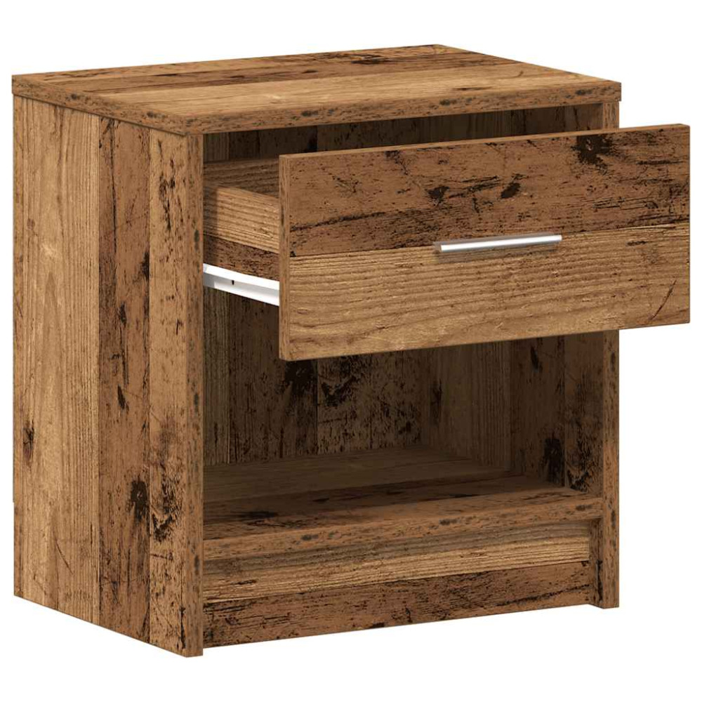 Produktbild för Sängbord med låda åldrat trä 39x28x41 cm