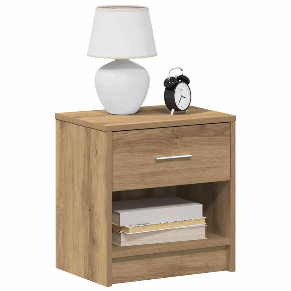Produktbild för Sängbord 2 st med låda artisan ek 39x28x41 cm
