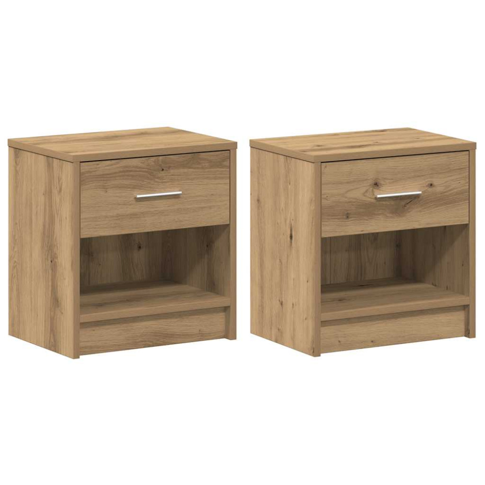 Produktbild för Sängbord 2 st med låda artisan ek 39x28x41 cm