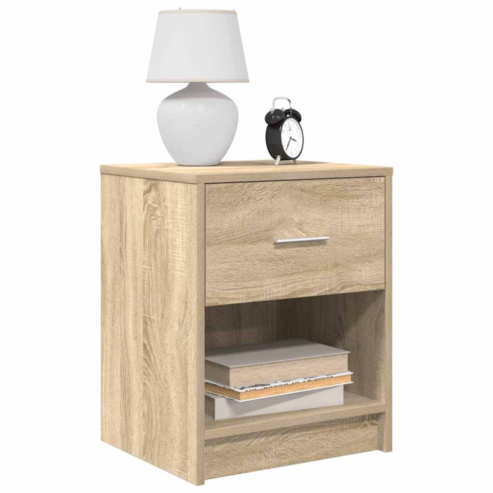 Produktbild för Sängbord 2 st med låda sonoma-ek 40x34x50 cm