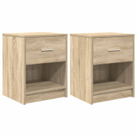 Produktbild för Sängbord 2 st med låda sonoma-ek 40x34x50 cm