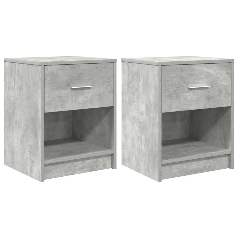 Produktbild för Sängbord 2 st med låda betonggrå 40x34x50 cm