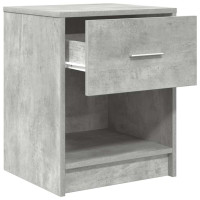 Produktbild för Sängbord 2 st med låda betonggrå 40x34x50 cm