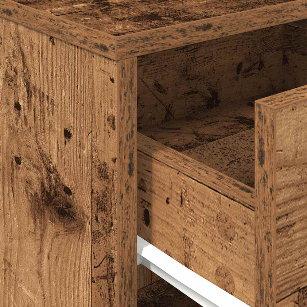 Produktbild för Sängbord 2 st med låda åldrat trä 40x34x50 cm