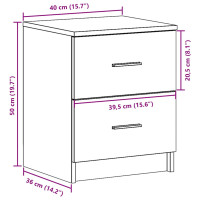 Produktbild för Sängbord 2 st med 2 lådor vit 40x36x50 cm
