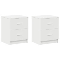 Produktbild för Sängbord 2 st med 2 lådor vit 40x36x50 cm