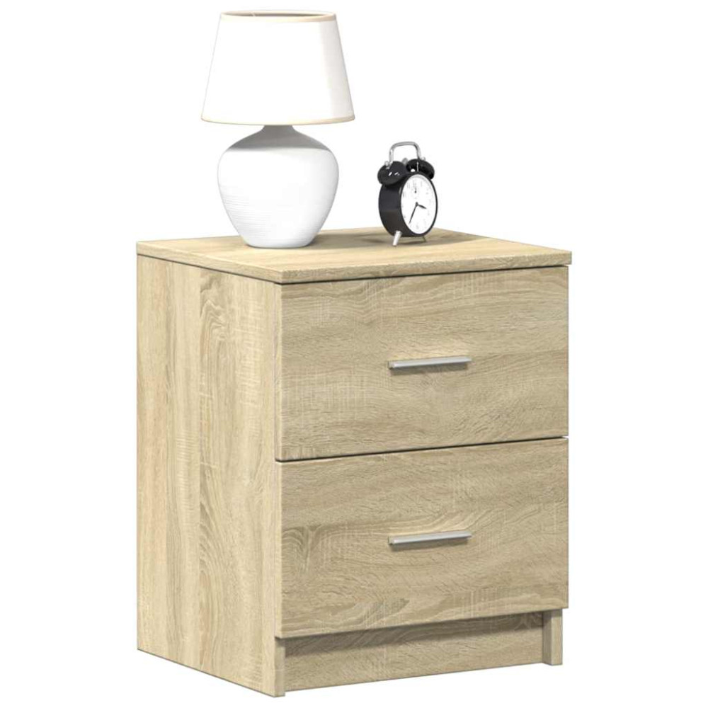 Produktbild för Sängbord 2 st med 2 lådor sonoma-ek 40x36x50 cm