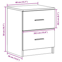 Produktbild för Sängbord 2 st med 2 lådor sonoma-ek 40x36x50 cm