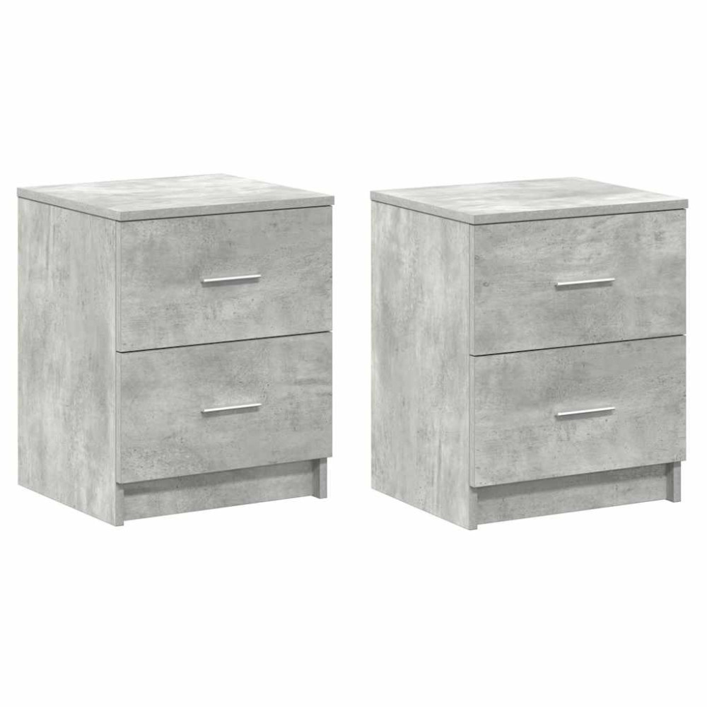 Produktbild för Sängbord 2 st med 2 lådor betonggrå 40x36x50 cm