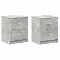 Produktbild för Sängbord 2 st med 2 lådor betonggrå 40x36x50 cm