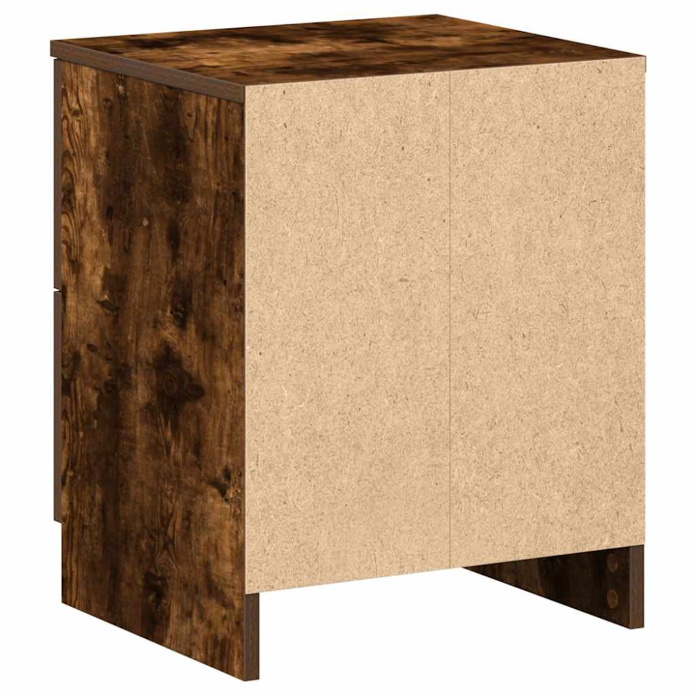 Produktbild för Sängbord med 2 lådor rökfärgad ek 40x36x50 cm