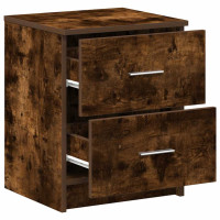 Produktbild för Sängbord 2 st med 2 lådor rökfärgad ek 40x36x50 cm