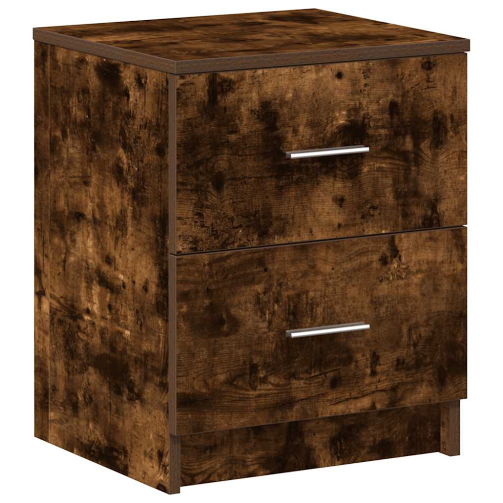 Produktbild för Sängbord 2 st med 2 lådor rökfärgad ek 40x36x50 cm
