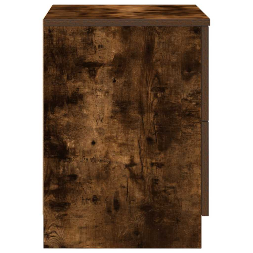 Produktbild för Sängbord 2 st med 2 lådor rökfärgad ek 40x36x50 cm