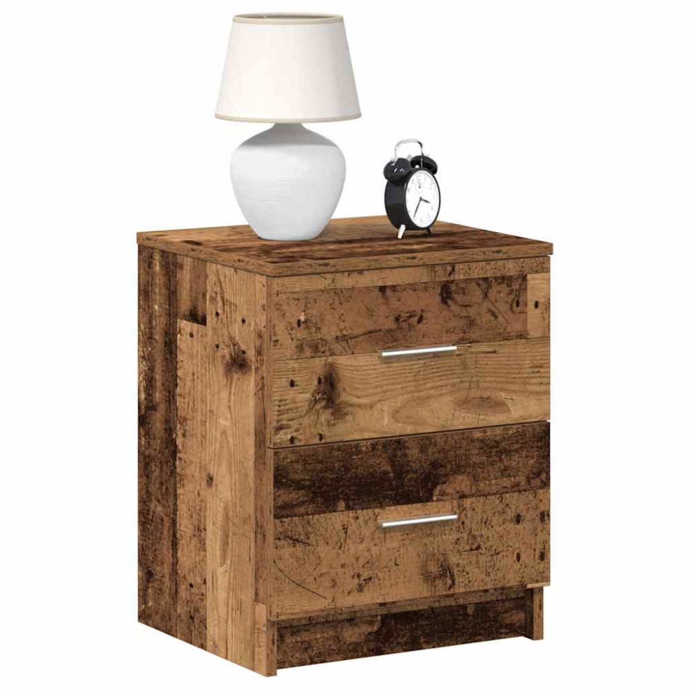 Produktbild för Sängbord 2 st med 2 lådor åldrat trä 40x36x50 cm