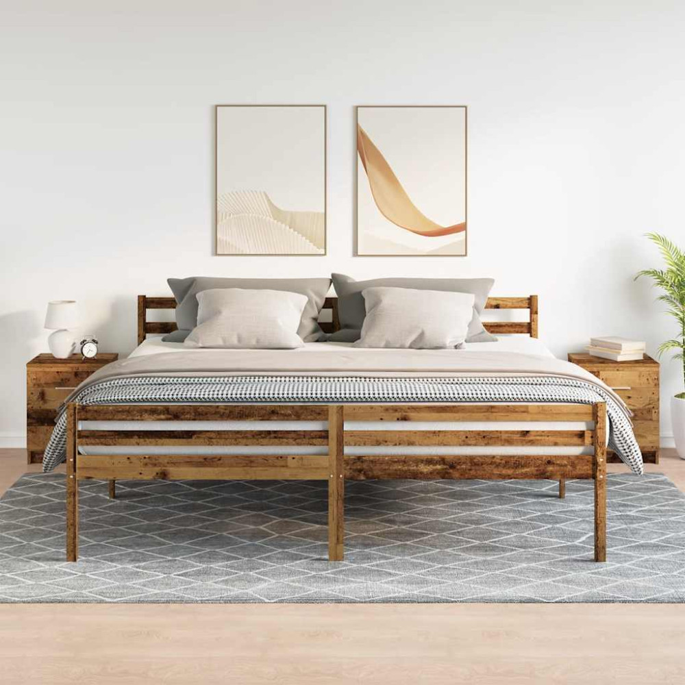 Produktbild för Sängbord 2 st med 2 lådor åldrat trä 40x36x50 cm