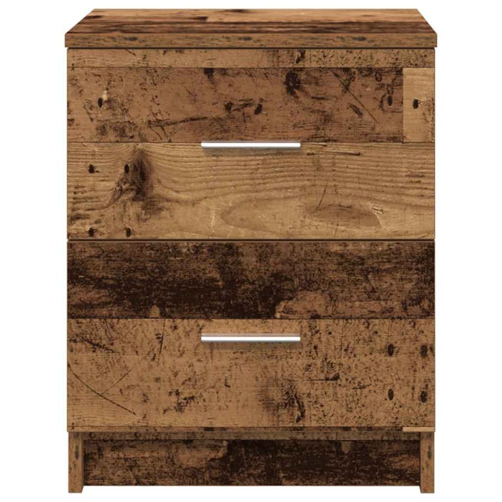Produktbild för Sängbord 2 st med 2 lådor åldrat trä 40x36x50 cm