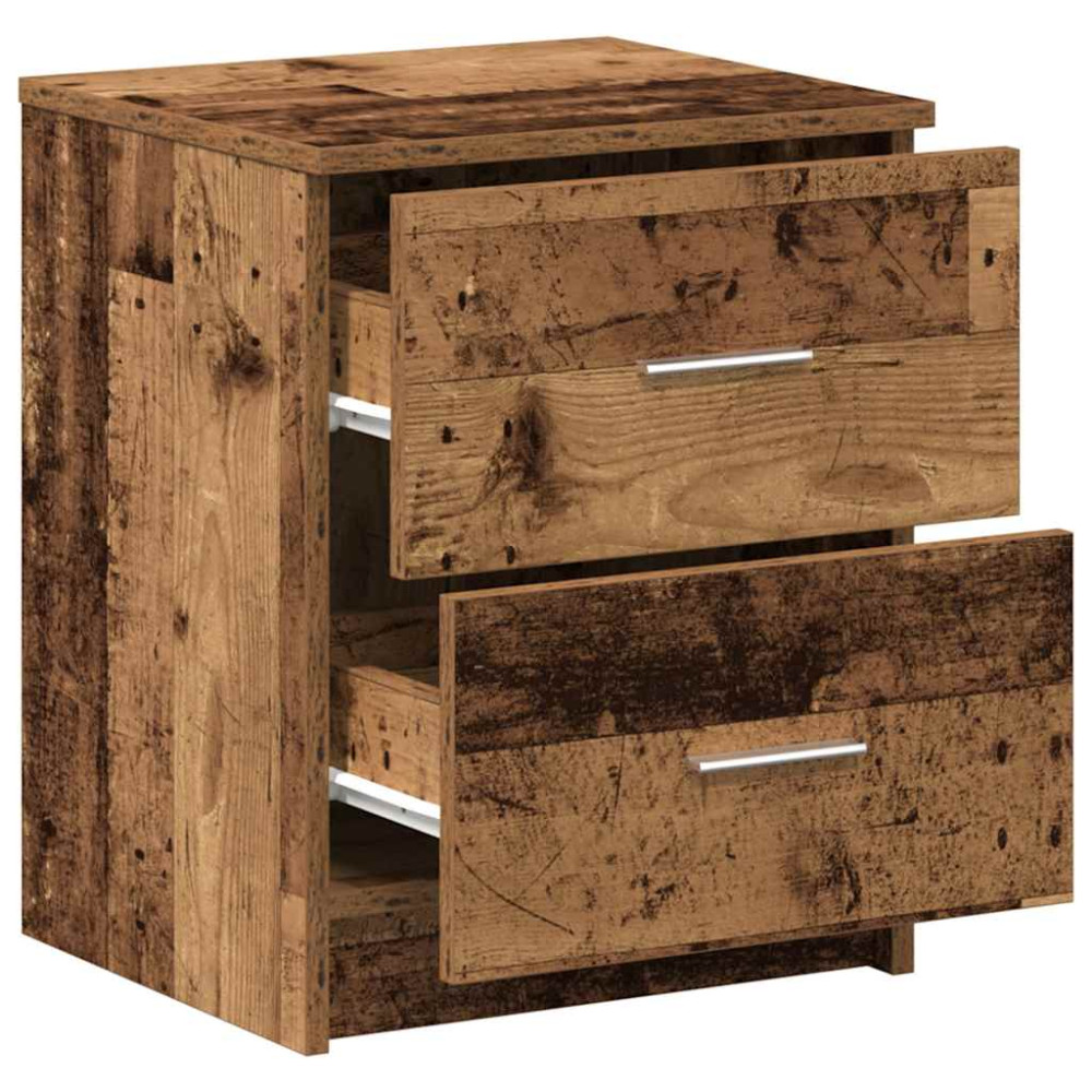 Produktbild för Sängbord 2 st med 2 lådor åldrat trä 40x36x50 cm