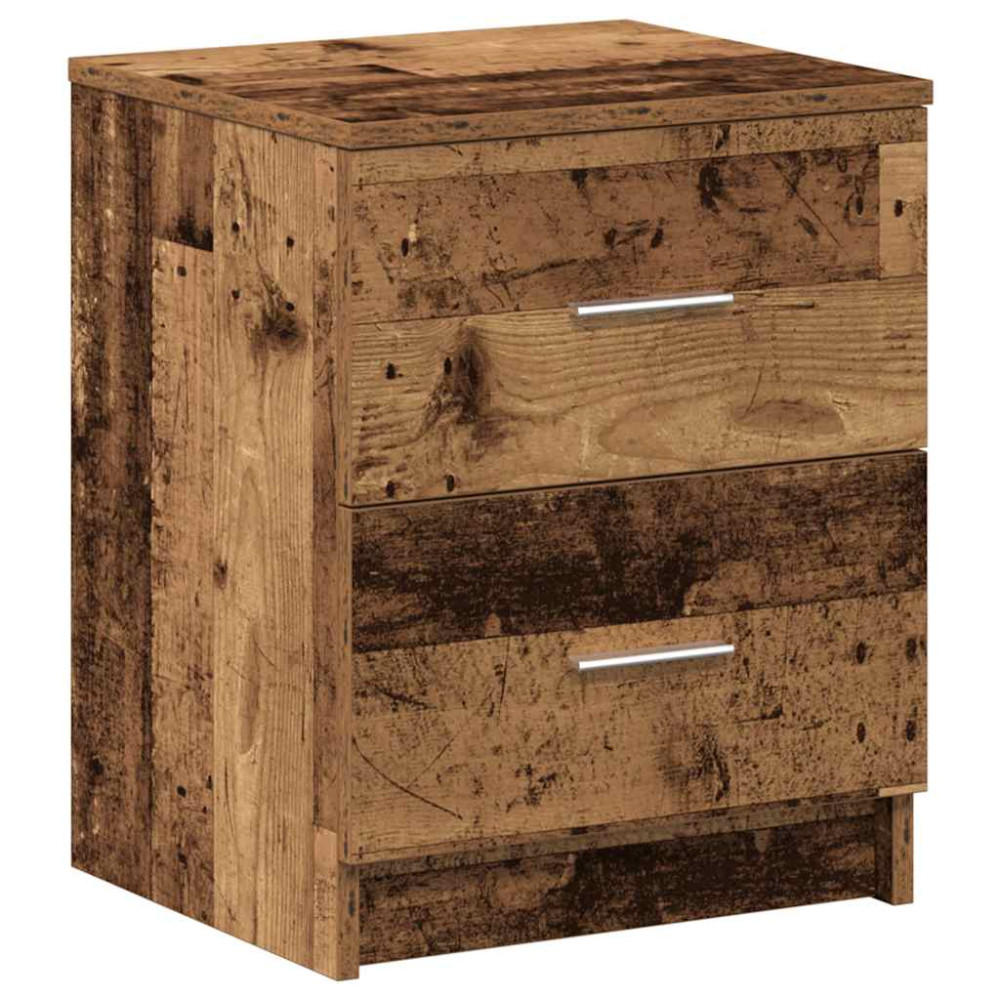 Produktbild för Sängbord 2 st med 2 lådor åldrat trä 40x36x50 cm