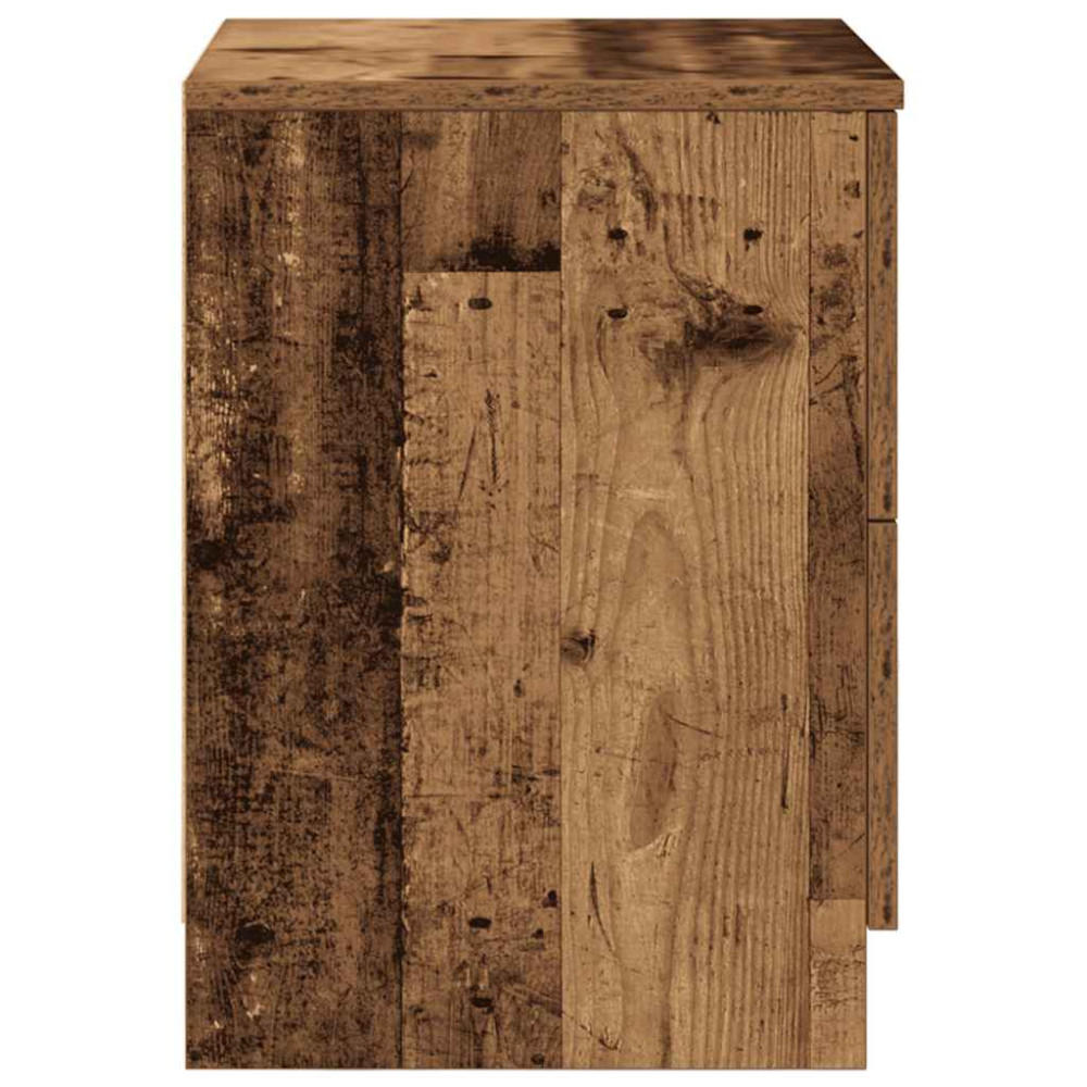 Produktbild för Sängbord 2 st med 2 lådor åldrat trä 40x36x50 cm