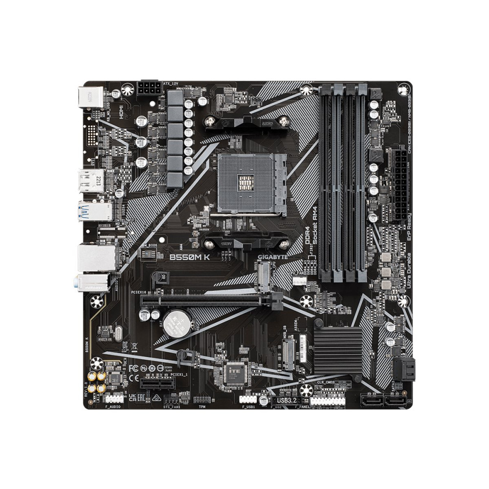 Produktbild för Gigabyte B550M K - 1.0 - moderkort - micro ATX - Socket AM4 - AMD B550