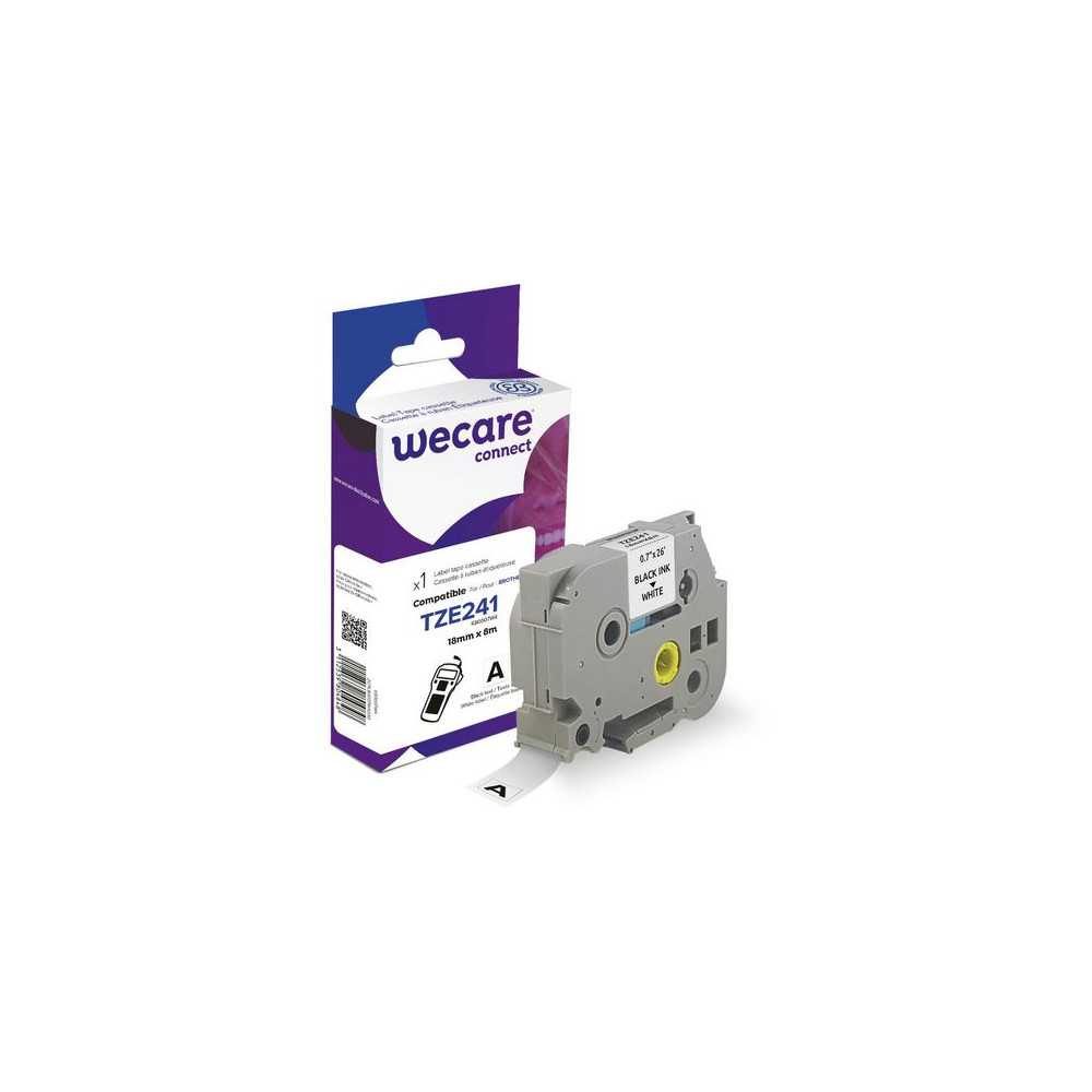 Produktbild för Tape WECARE 18mm TZe-241 svart på vit