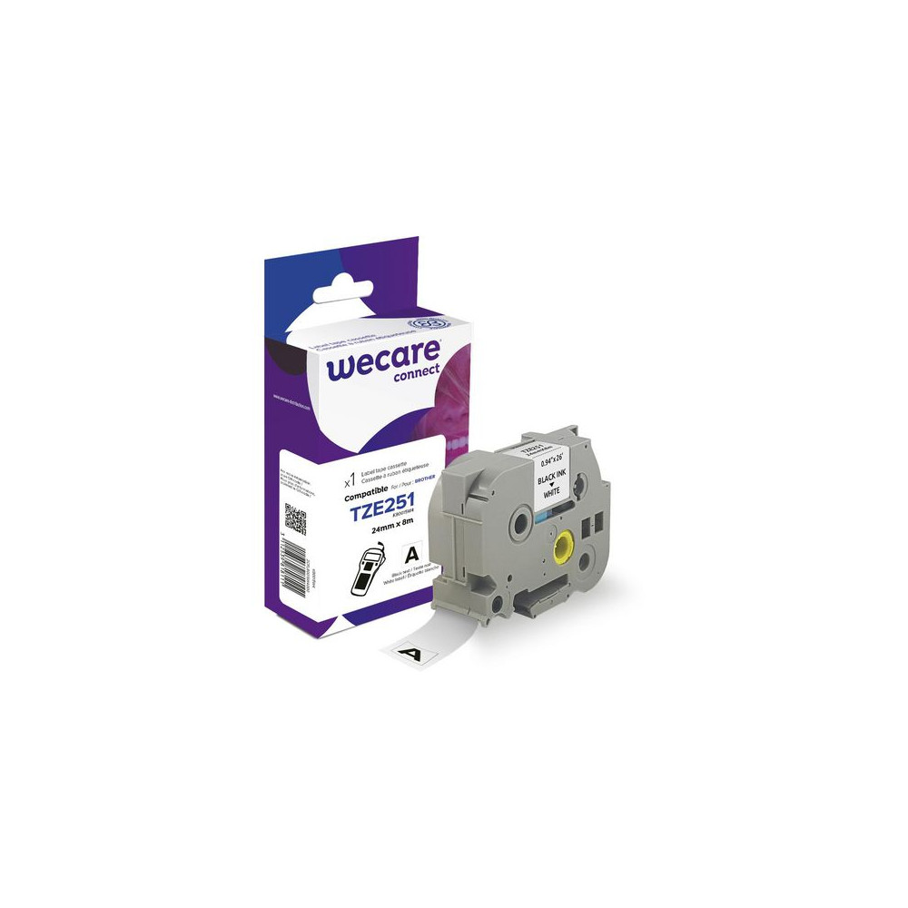 Produktbild för Tape WECARE 24mm TZe-251 svart på vit