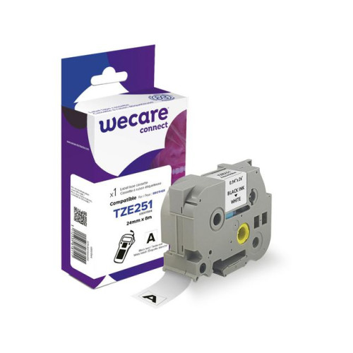 Wecare Tape WECARE 24mm TZe-251 svart på vit