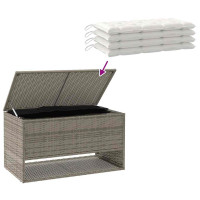 Produktbild för Kuddlåda för utomhusbruk grå 100x55x55,5 cm konstrotting