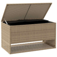 Produktbild för Kuddlåda för utomhusbruk beige 100x55x55,5 cm konstrotting