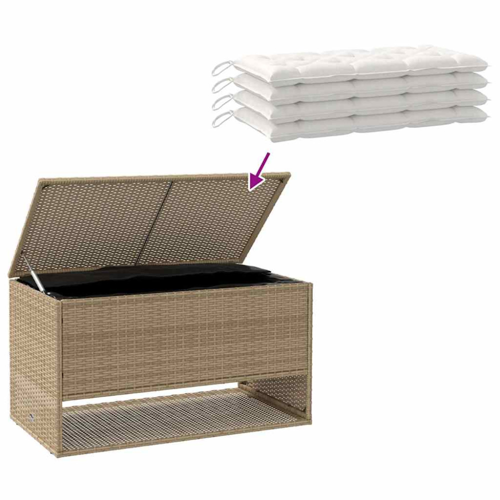 Produktbild för Kuddlåda för utomhusbruk beige 100x55x55,5 cm konstrotting
